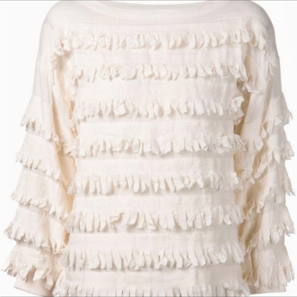 EUC Ulla Johnson White fringed Top - off -white layers of shredded fringe